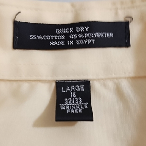 Soft Yelllow Button Up Fitted Dress Shirt Long Sleeve 1 Pocket - Picture 8 of 11